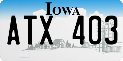 IA license plate ATX403