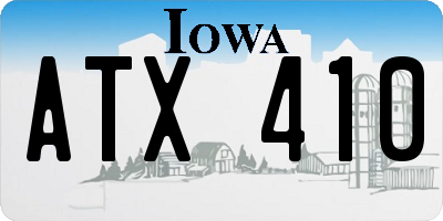 IA license plate ATX410