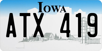 IA license plate ATX419