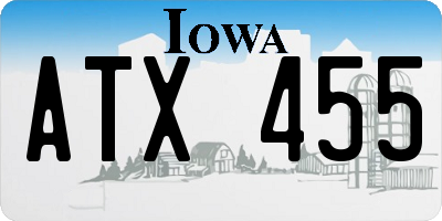 IA license plate ATX455