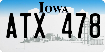 IA license plate ATX478