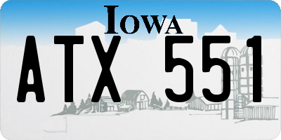IA license plate ATX551
