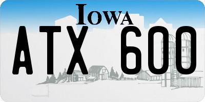 IA license plate ATX600