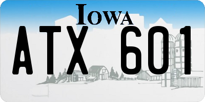 IA license plate ATX601