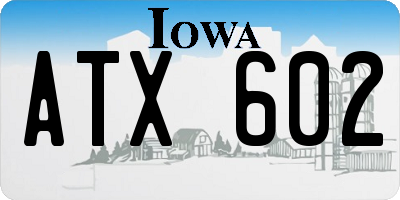 IA license plate ATX602