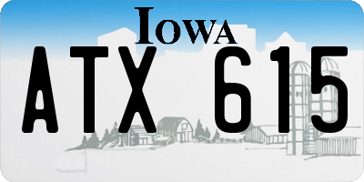 IA license plate ATX615
