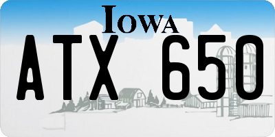 IA license plate ATX650