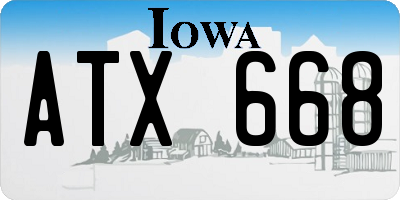 IA license plate ATX668