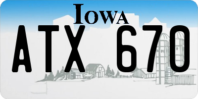 IA license plate ATX670