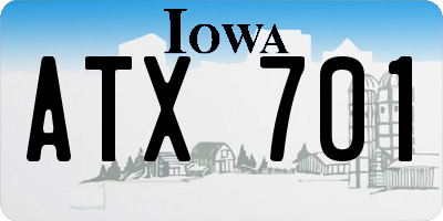 IA license plate ATX701
