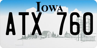 IA license plate ATX760