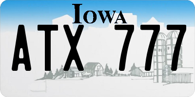IA license plate ATX777