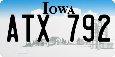 IA license plate ATX792