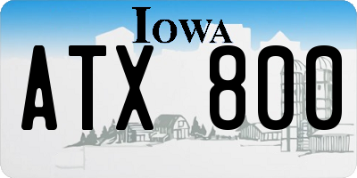 IA license plate ATX800