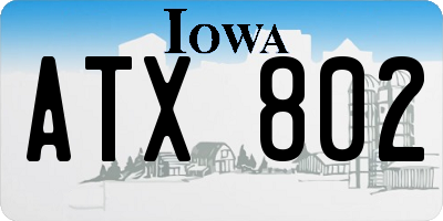 IA license plate ATX802
