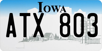 IA license plate ATX803