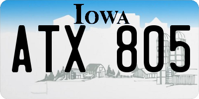 IA license plate ATX805