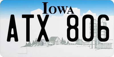 IA license plate ATX806