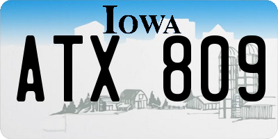 IA license plate ATX809
