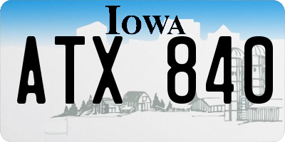 IA license plate ATX840