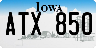 IA license plate ATX850