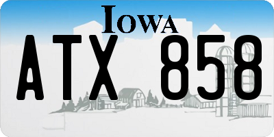IA license plate ATX858