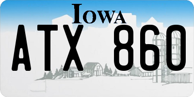 IA license plate ATX860