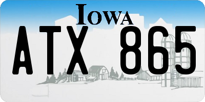 IA license plate ATX865