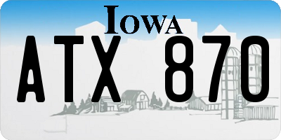 IA license plate ATX870