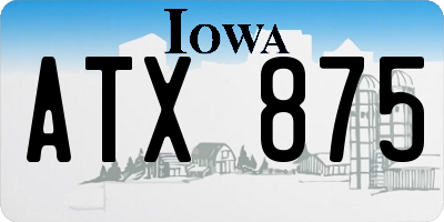 IA license plate ATX875