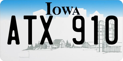 IA license plate ATX910