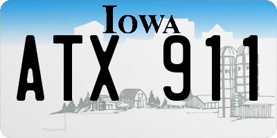 IA license plate ATX911