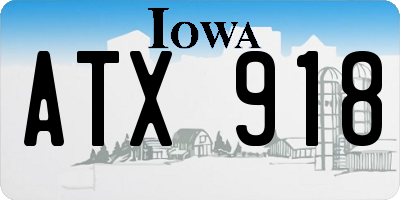 IA license plate ATX918