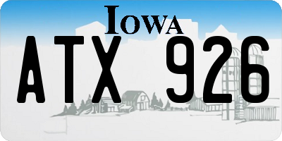 IA license plate ATX926