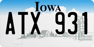 IA license plate ATX931