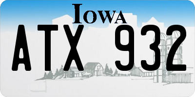 IA license plate ATX932