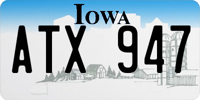 IA license plate ATX947