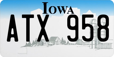 IA license plate ATX958