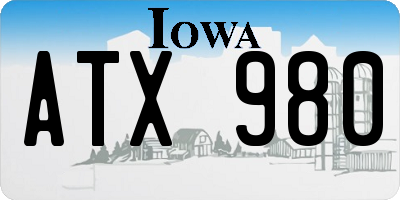 IA license plate ATX980