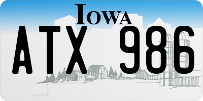 IA license plate ATX986