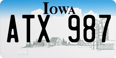 IA license plate ATX987