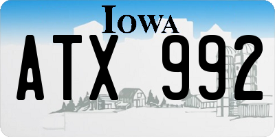 IA license plate ATX992