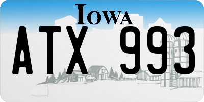 IA license plate ATX993