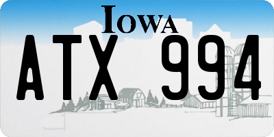 IA license plate ATX994