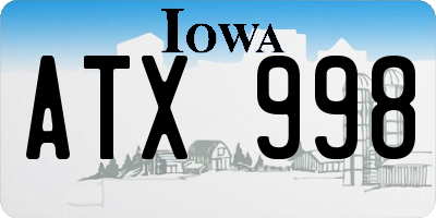 IA license plate ATX998