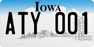 IA license plate ATY001