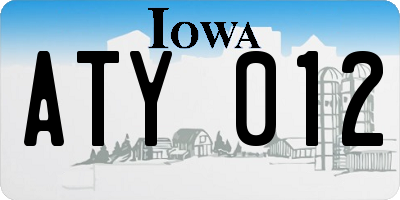 IA license plate ATY012