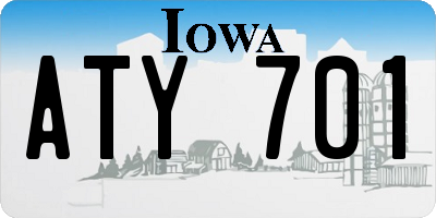 IA license plate ATY701