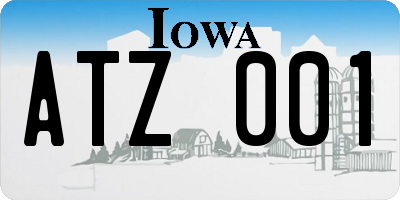 IA license plate ATZ001