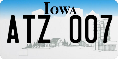 IA license plate ATZ007